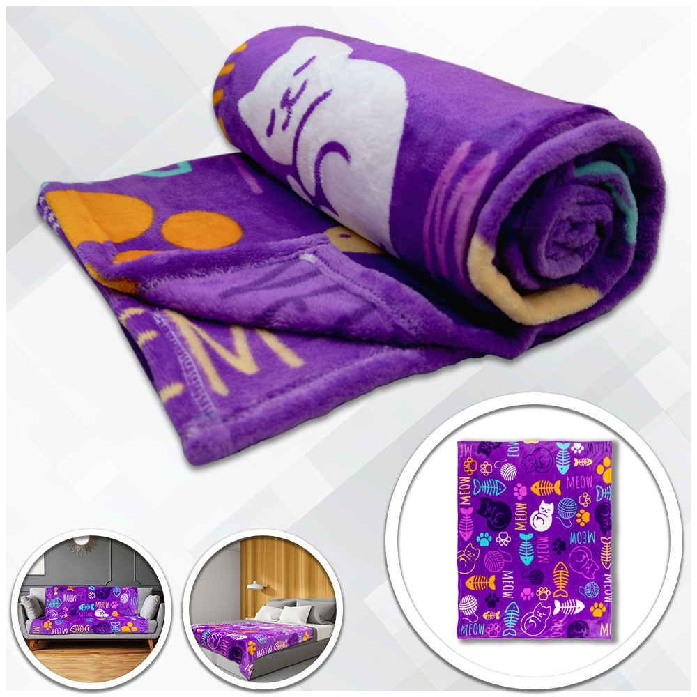 Kitty Paws (Purple) Soft Plush 50x60in Blanket