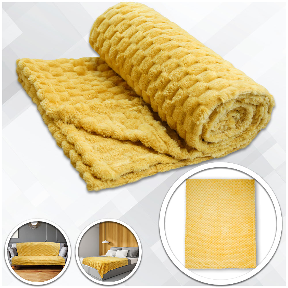 Yellow Solid Color Soft Plush 50x60in Blanket