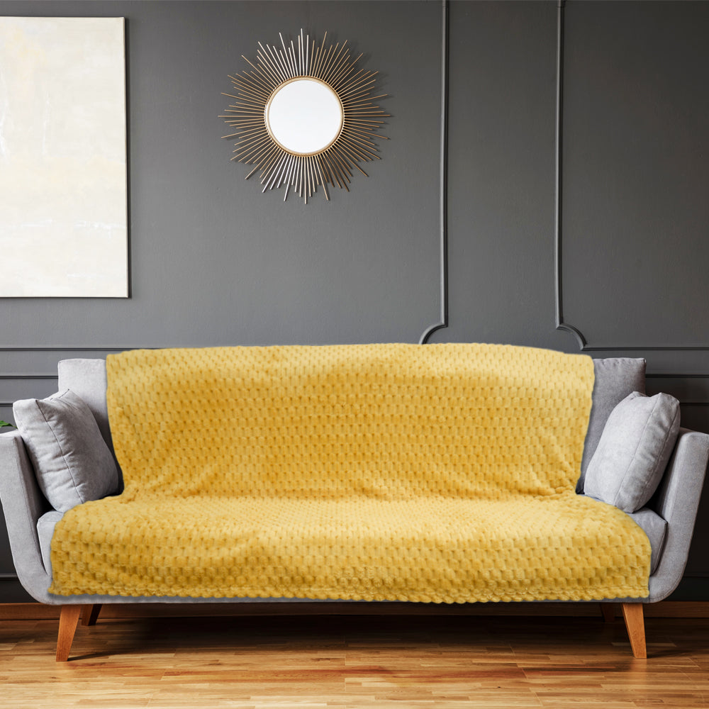 Yellow Solid Color Soft Plush 50x60in Blanket