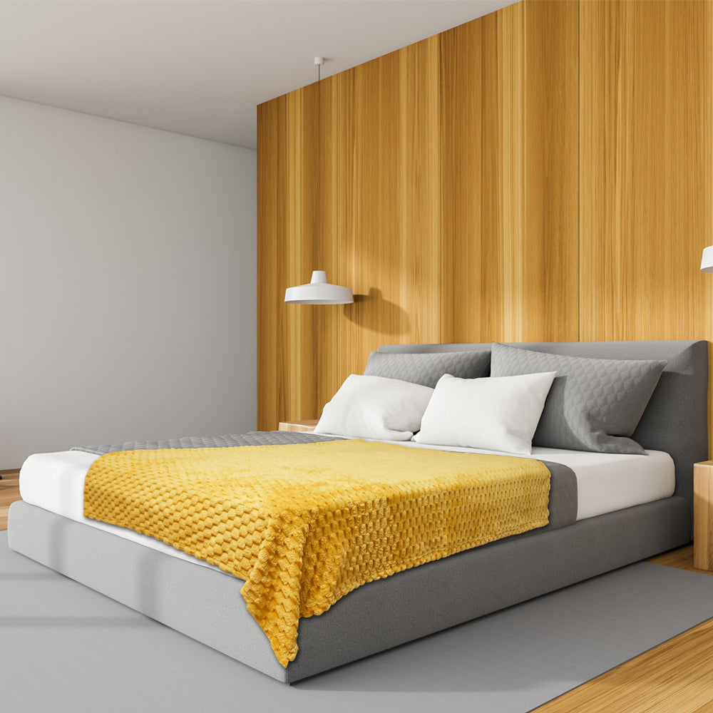 Yellow Solid Color Soft Plush 50x60in Blanket