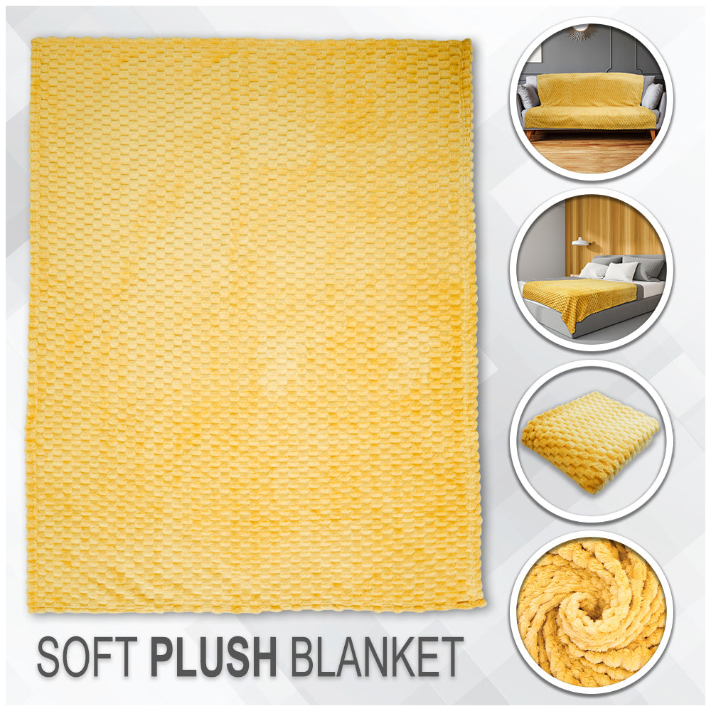 Yellow Solid Color Soft Plush 50x60in Blanket