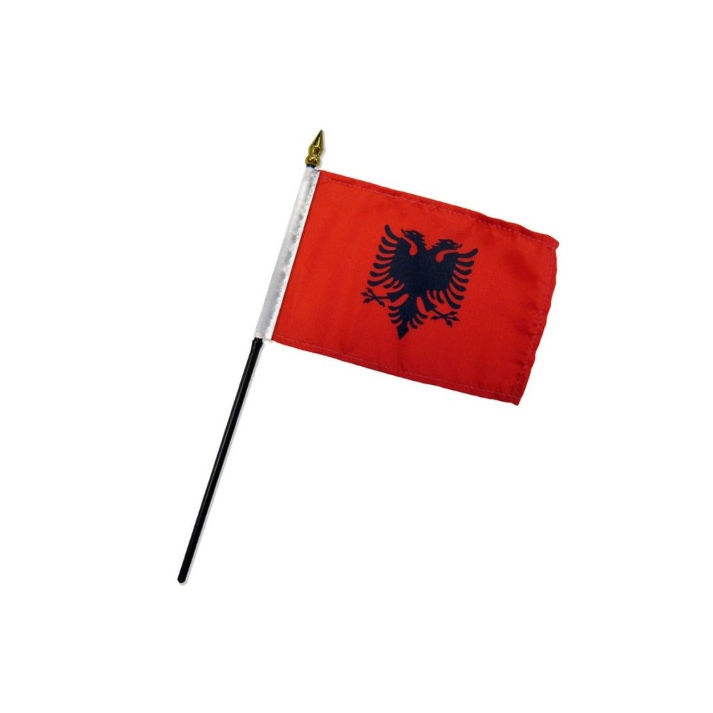 Albania 4x6in Stick Flag - Flags Importer