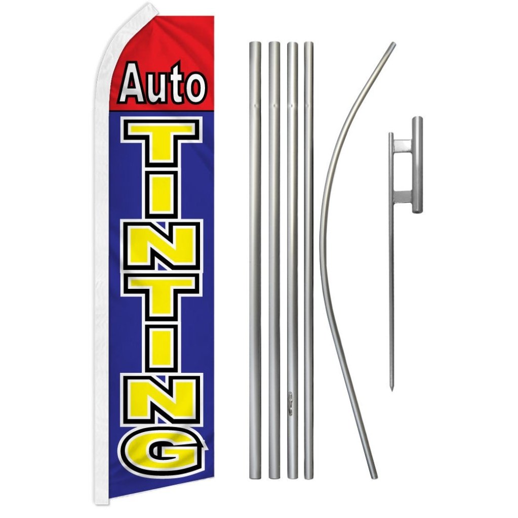 Auto Tinting (Red & Blue) Super Flag & Pole Kit - Flags Importer