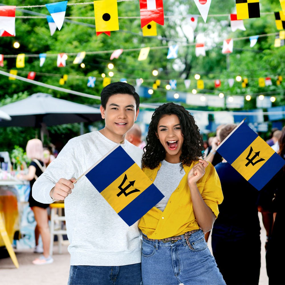 Barbados 12x18in Stick Flag - Flags Importer