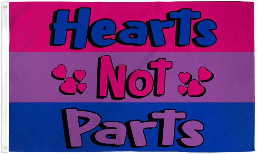 Bisexual (Hearts Not Parts) Flag 3x5ft Poly - Flags Importer