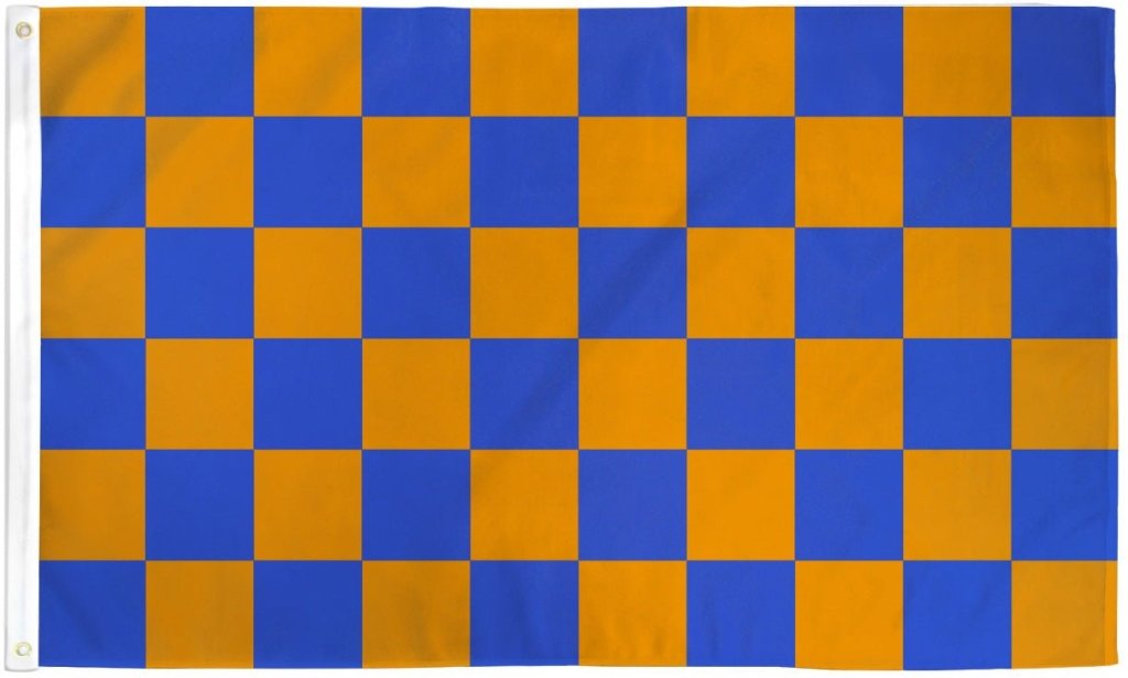 Blue & Orange Checkered Flag 3x5ft Poly - Flags Importer