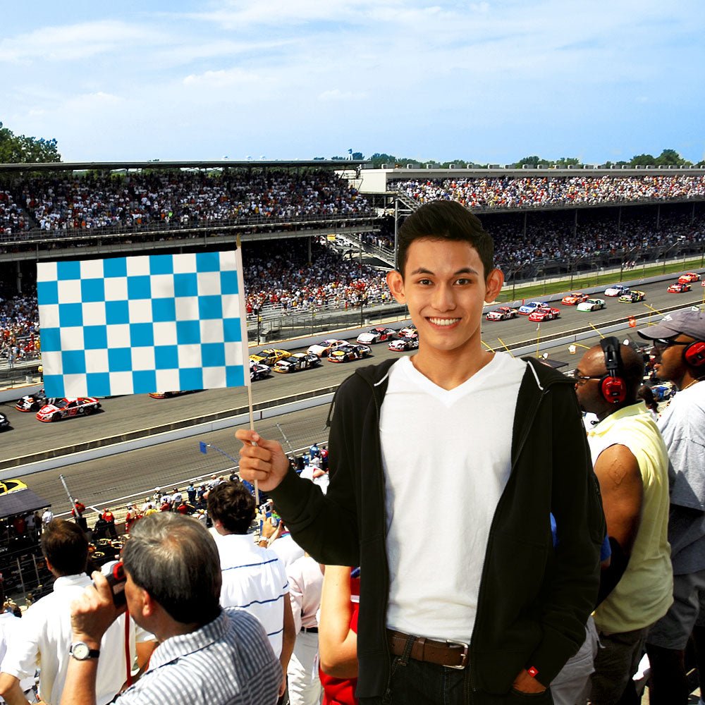 Blue & White Checkered 12x18in Stick Flag - Flags Importer