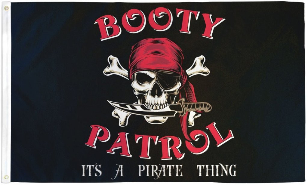 Booty Patrol Pirate Flag 3x5ft Poly - Flags Importer