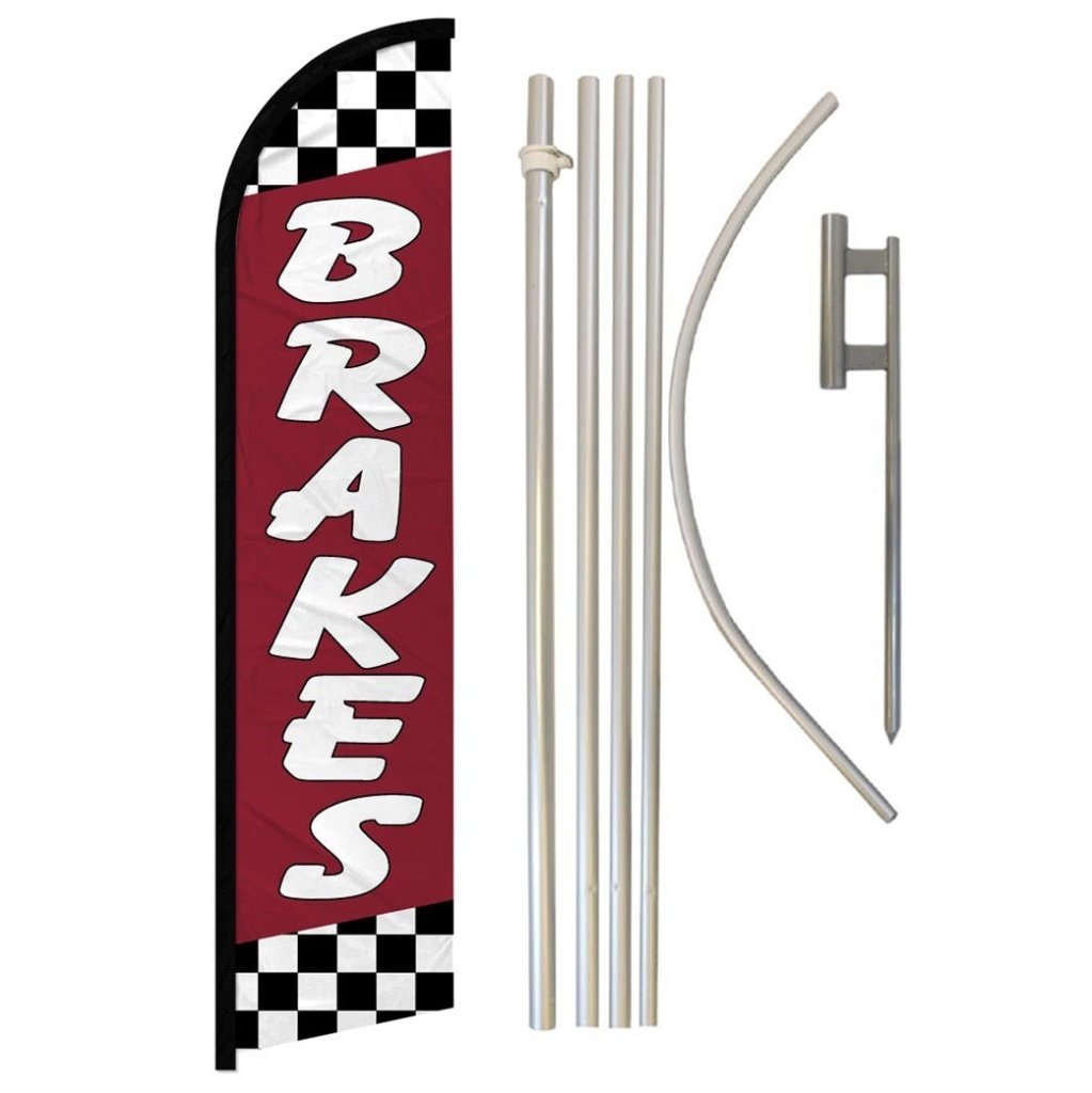 Brakes (Red) Windless Banner Flag & Pole Kit - Flags Importer