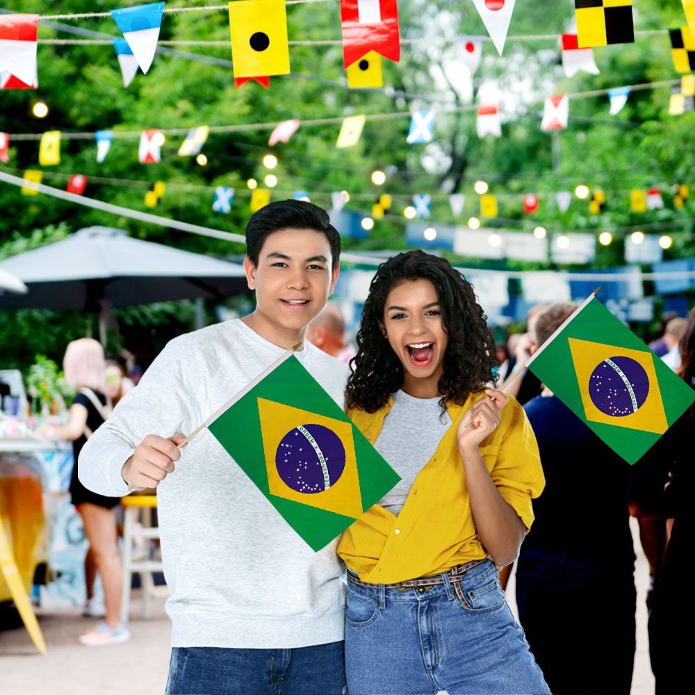 Brazil 12x18in Stick Flag - Flags Importer