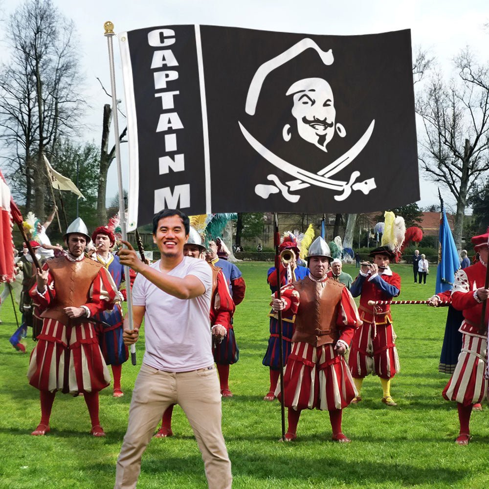 Captain M Pirate Flag 3x5ft Poly - Flags Importer