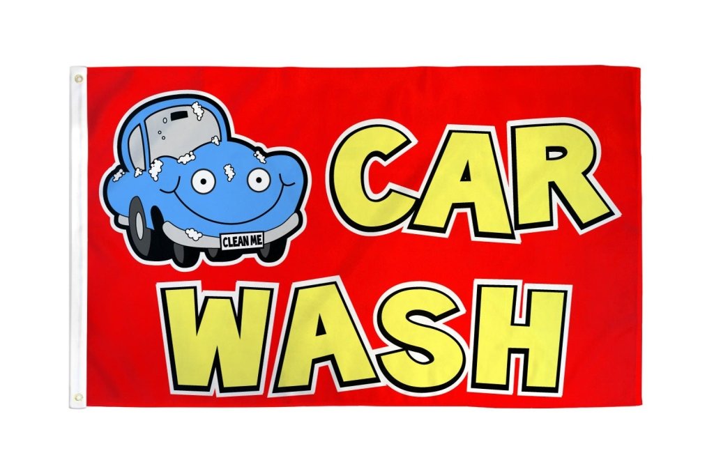 Car Wash (Red) Flag 3x5ft Poly - Flags Importer