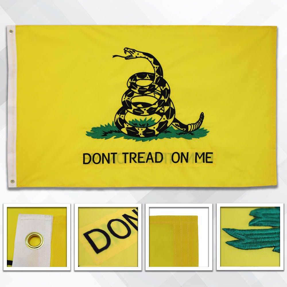 Don't Tread on Me Gadsden (Yellow) Embroidered Flag 3x5ft - Flags Importer