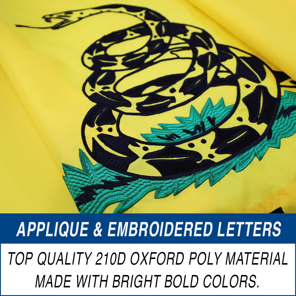 Don't Tread on Me Gadsden (Yellow) Embroidered Flag 3x5ft - Flags Importer