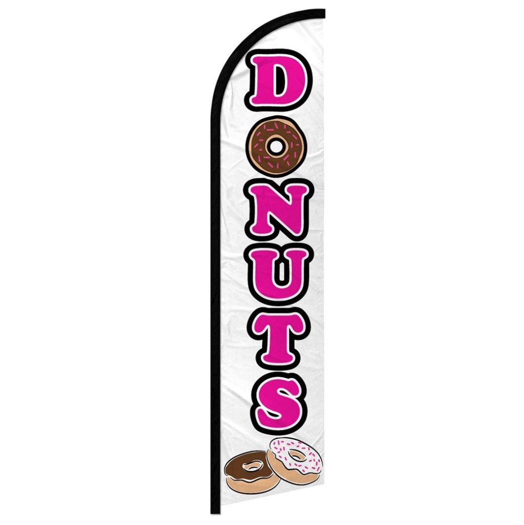 Donuts (White) Windless Banner Flag - Flags Importer