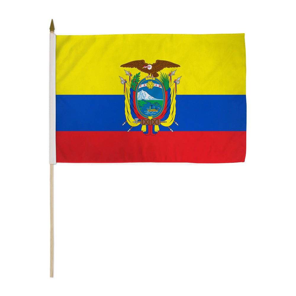 Ecuador 12x18in Stick Flag - Flags Importer
