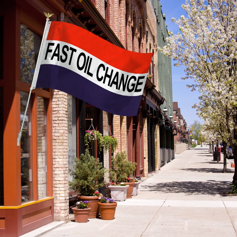 Fast Oil Change Flag 3x5ft Poly - Flags Importer