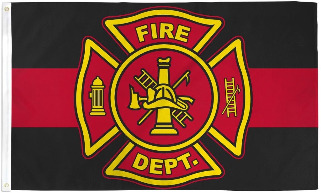 Fire Department (Red & Black) Flag 3x5ft Poly - Flags Importer