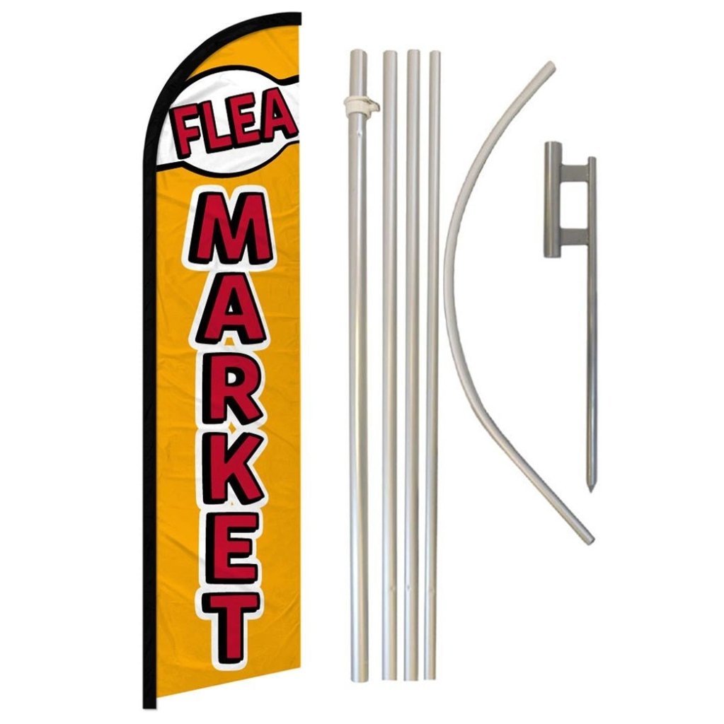 Flea Market Windless Banner Flag & Pole Kit - Flags Importer
