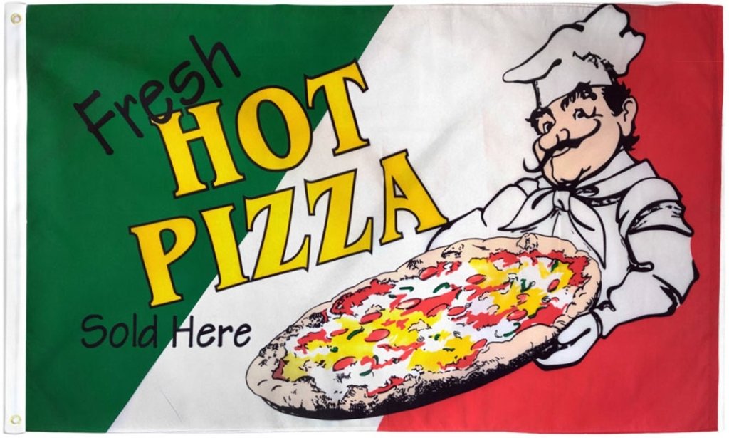 Fresh Hot Pizza Flag 3x5ft Poly - Flags Importer
