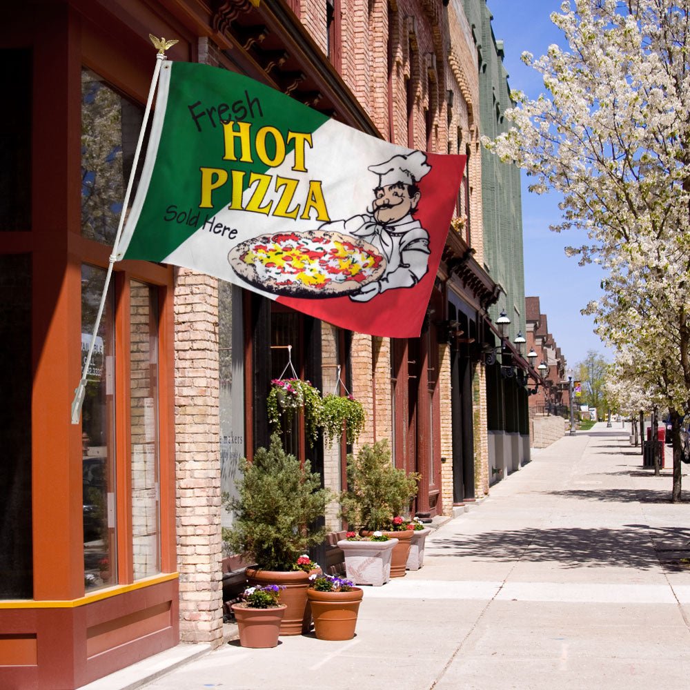 Fresh Hot Pizza Flag 3x5ft Poly - Flags Importer