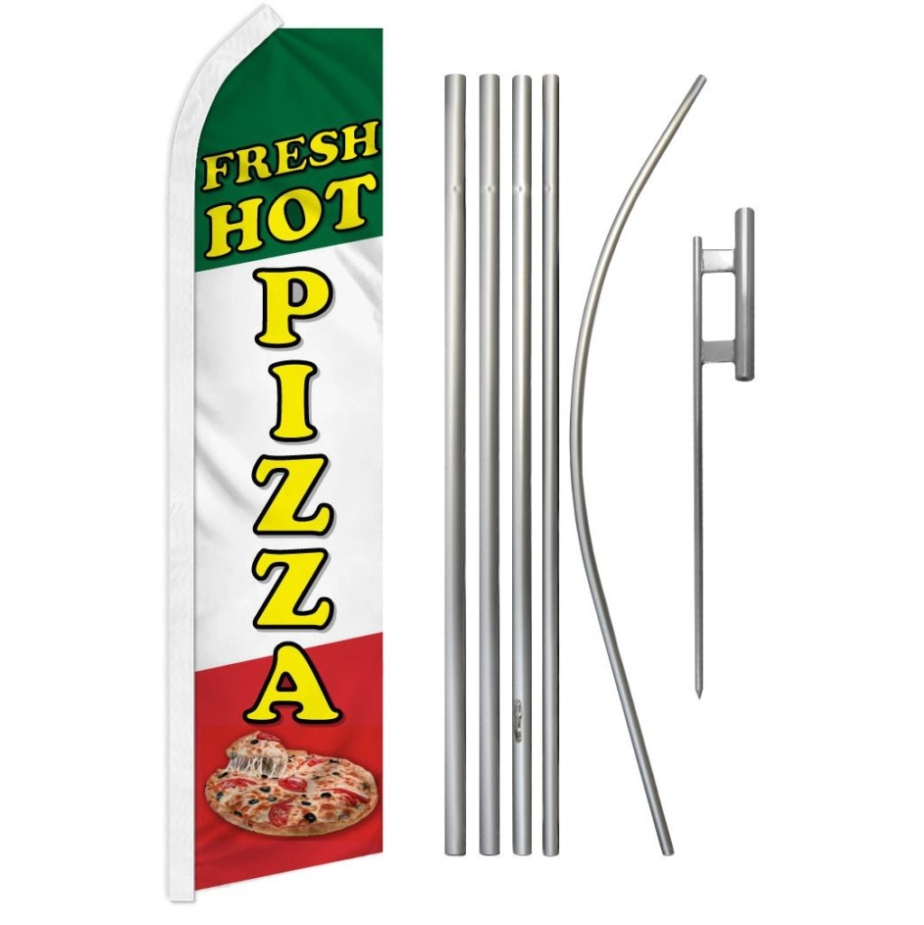 Fresh Hot Pizza Super Flag & Pole Kit - Flags Importer