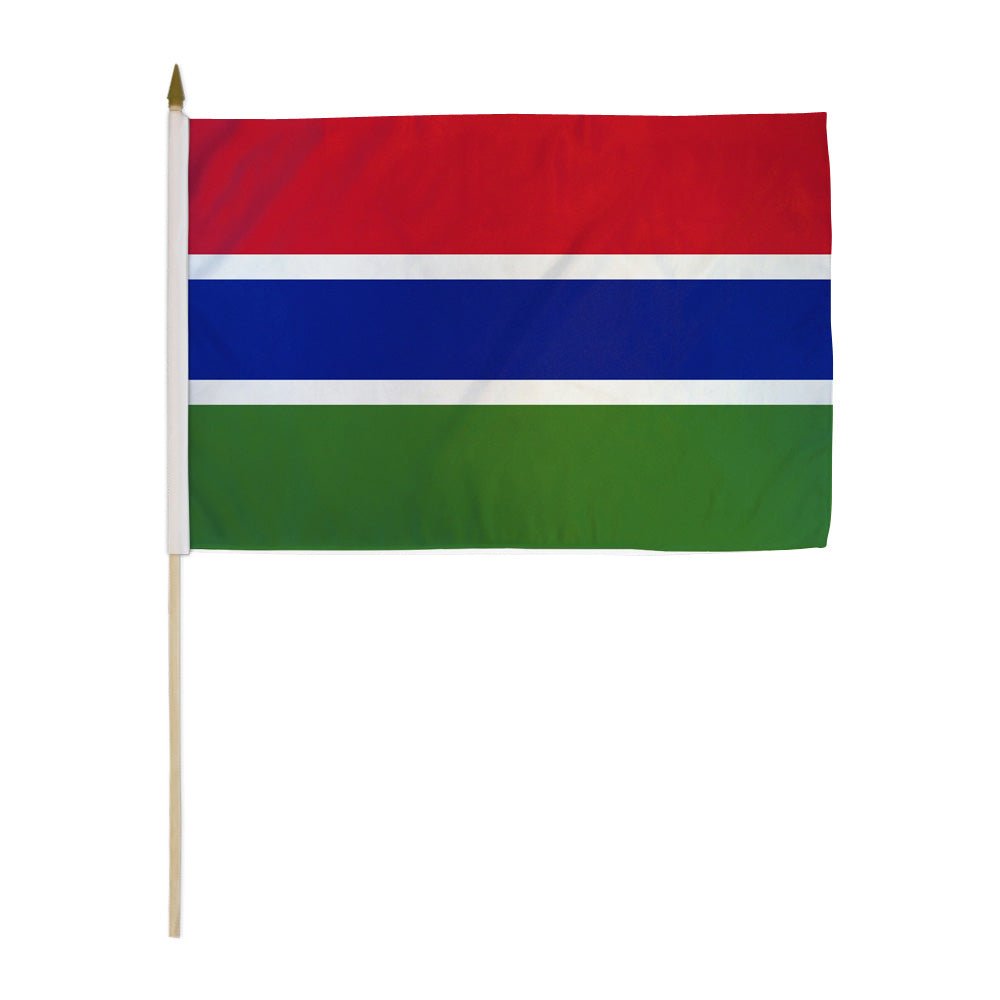 Gambia 12x18in Stick Flag - Flags Importer