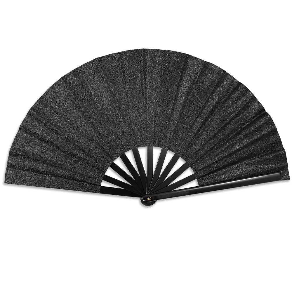 Glitter Black X - Large Hand Fan - Flags Importer