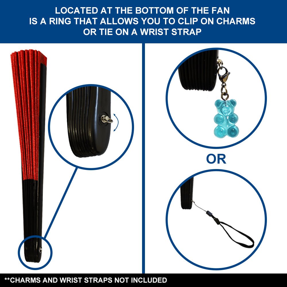 Glitter Red X - Large Hand Fan - Flags Importer