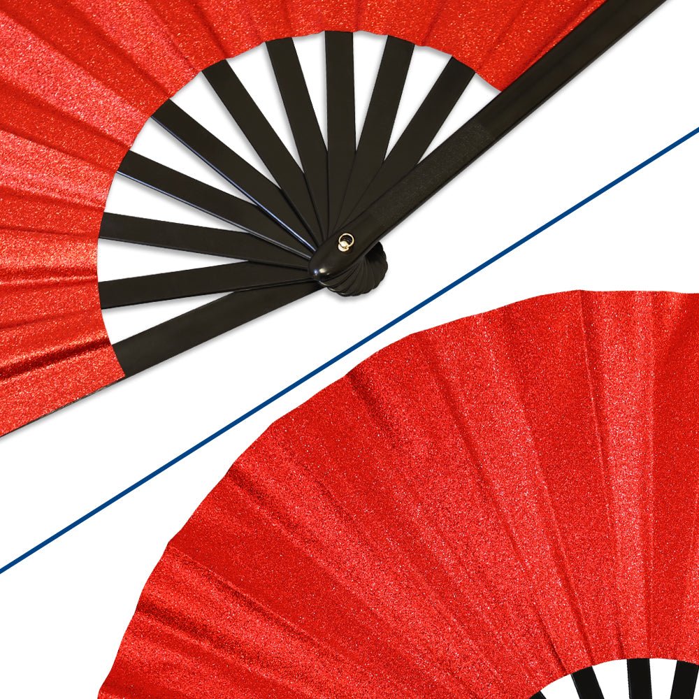 Glitter Red X - Large Hand Fan - Flags Importer
