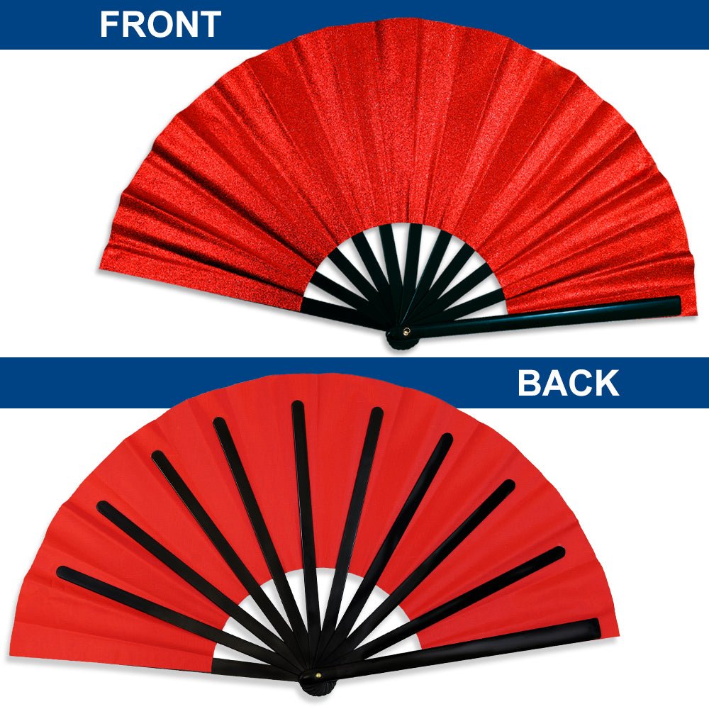 Glitter Red X - Large Hand Fan - Flags Importer