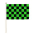 Green & Black Checkered 12x18in Stick Flag - Flags Importer