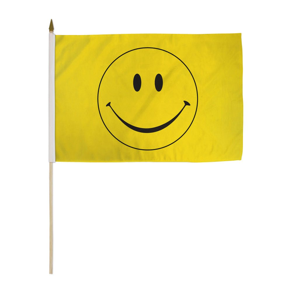 Happy Face (Yellow) 12x18in Stick Flag - Flags Importer