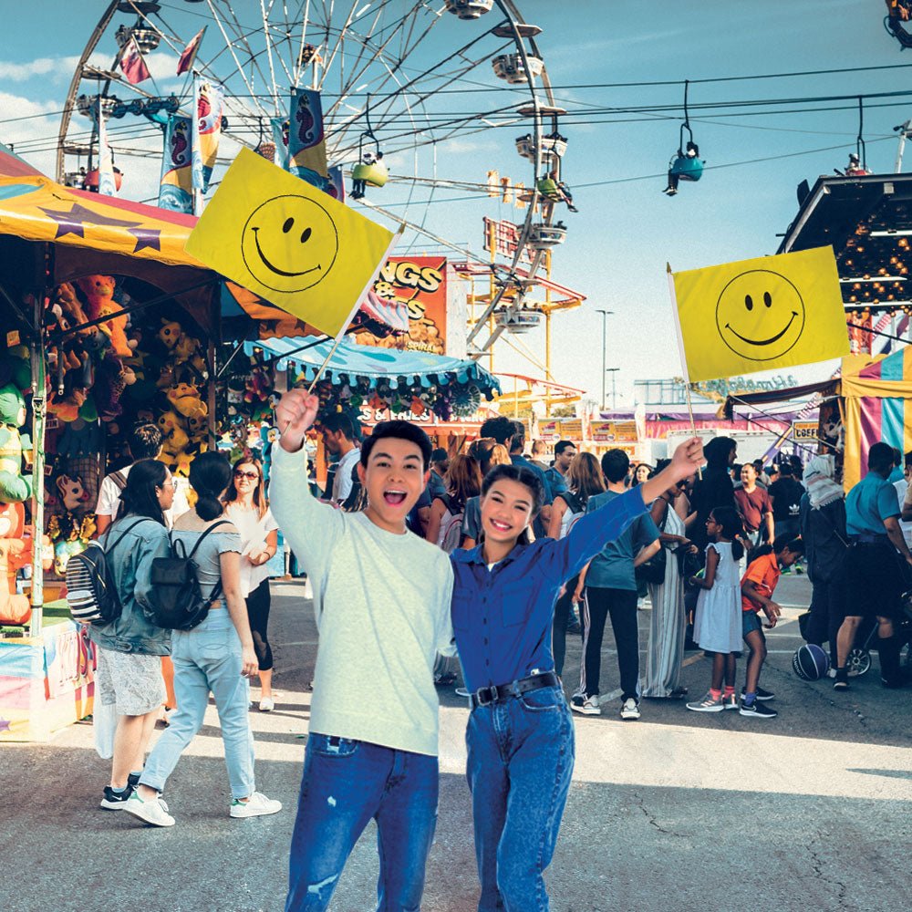 Happy Face (Yellow) 12x18in Stick Flag - Flags Importer
