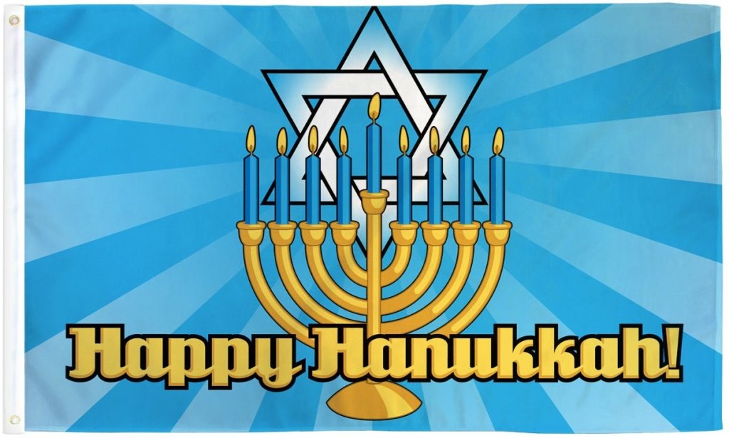 Happy Hanukkah Flag 3x5ft Poly - Flags Importer