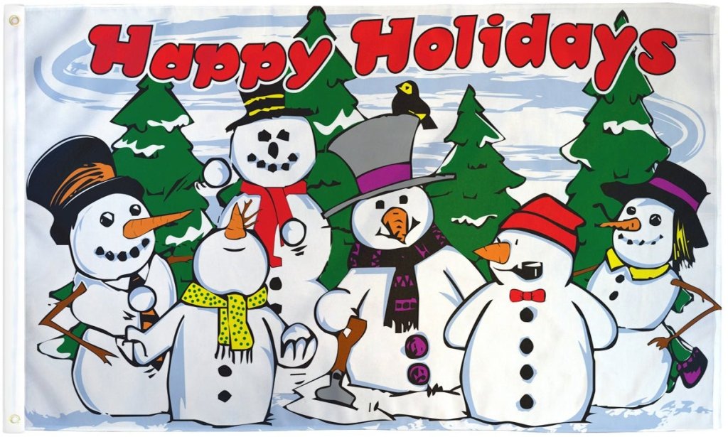 Happy Holidays (Snowmen) Flag 3x5ft Poly - Flags Importer