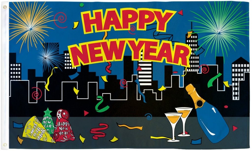 Happy New Year (City) Flag 3x5ft Poly - Flags Importer