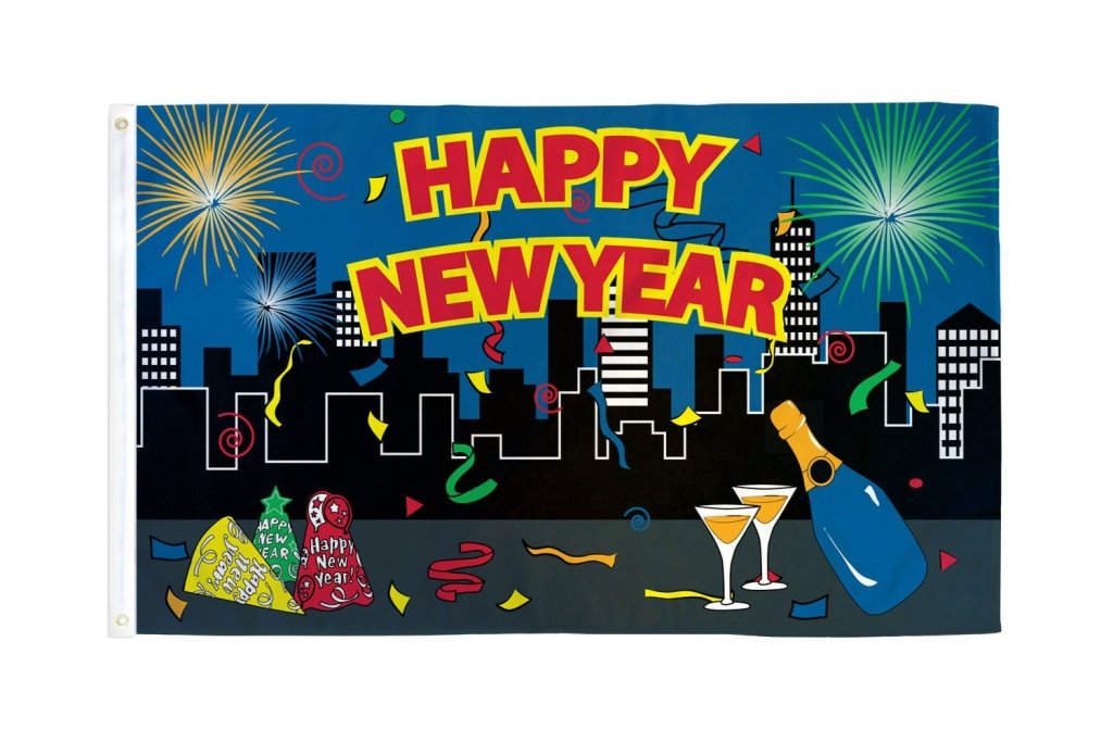 Happy New Year (City) Flag 3x5ft Poly - Flags Importer