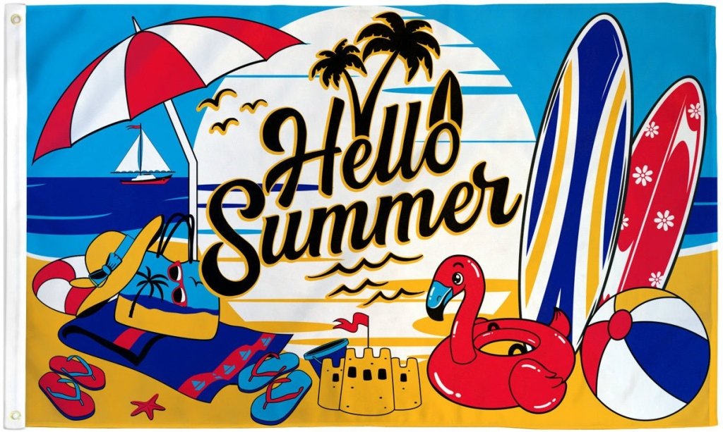 Hello Summer Flag 3x5ft Poly - Flags Importer