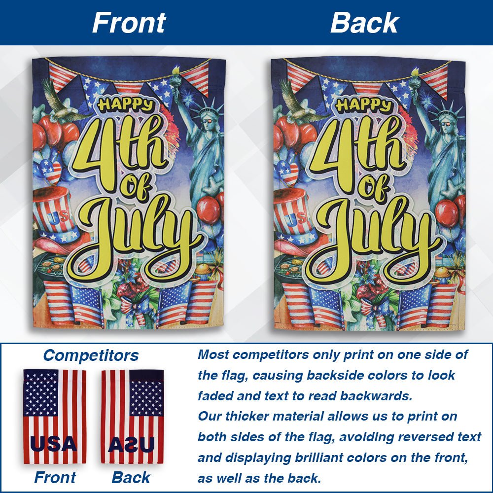 H&G Studios Happy 4th of July (Party) 12x18in Garden Flag - Flags Importer