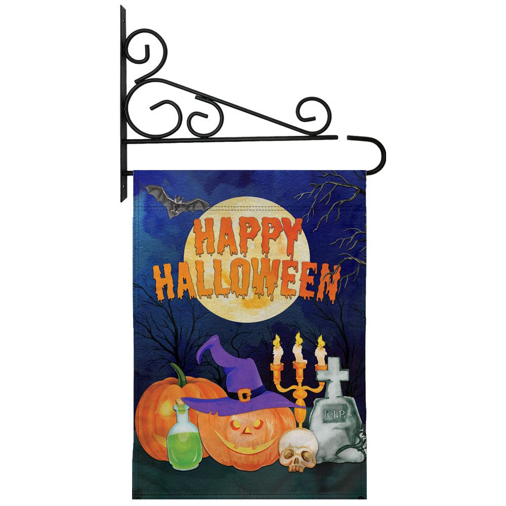 H&G Studios Happy Halloween (Graveyard) 12x18in Garden Flag - Flags Importer