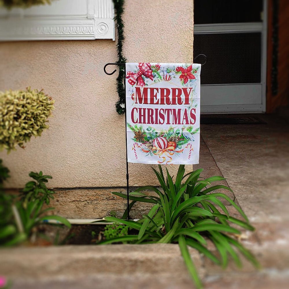 H&G Studios Merry Christmas (Holly) 12x18in Garden Flag - Flags Importer