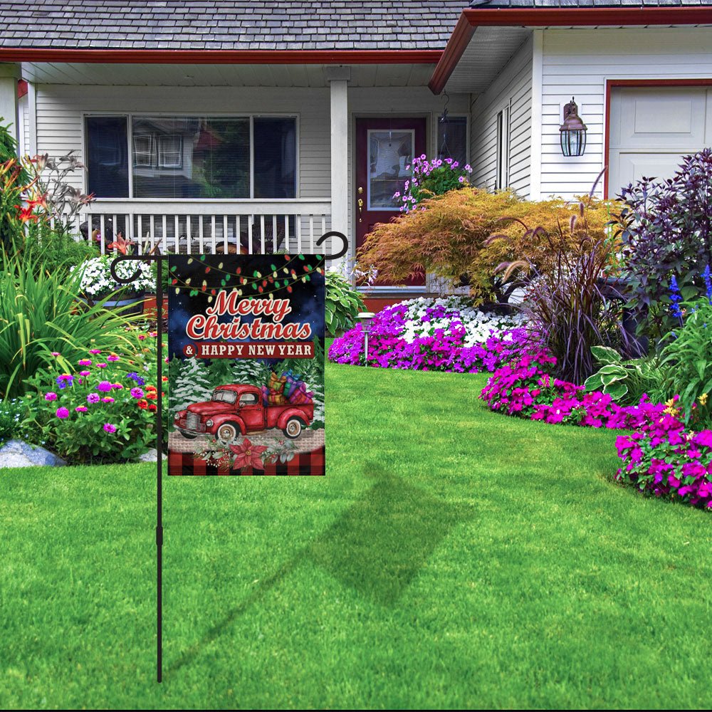 H&G Studios Merry Christmas (Red Truck) 12x18in Garden Flag - Flags Importer