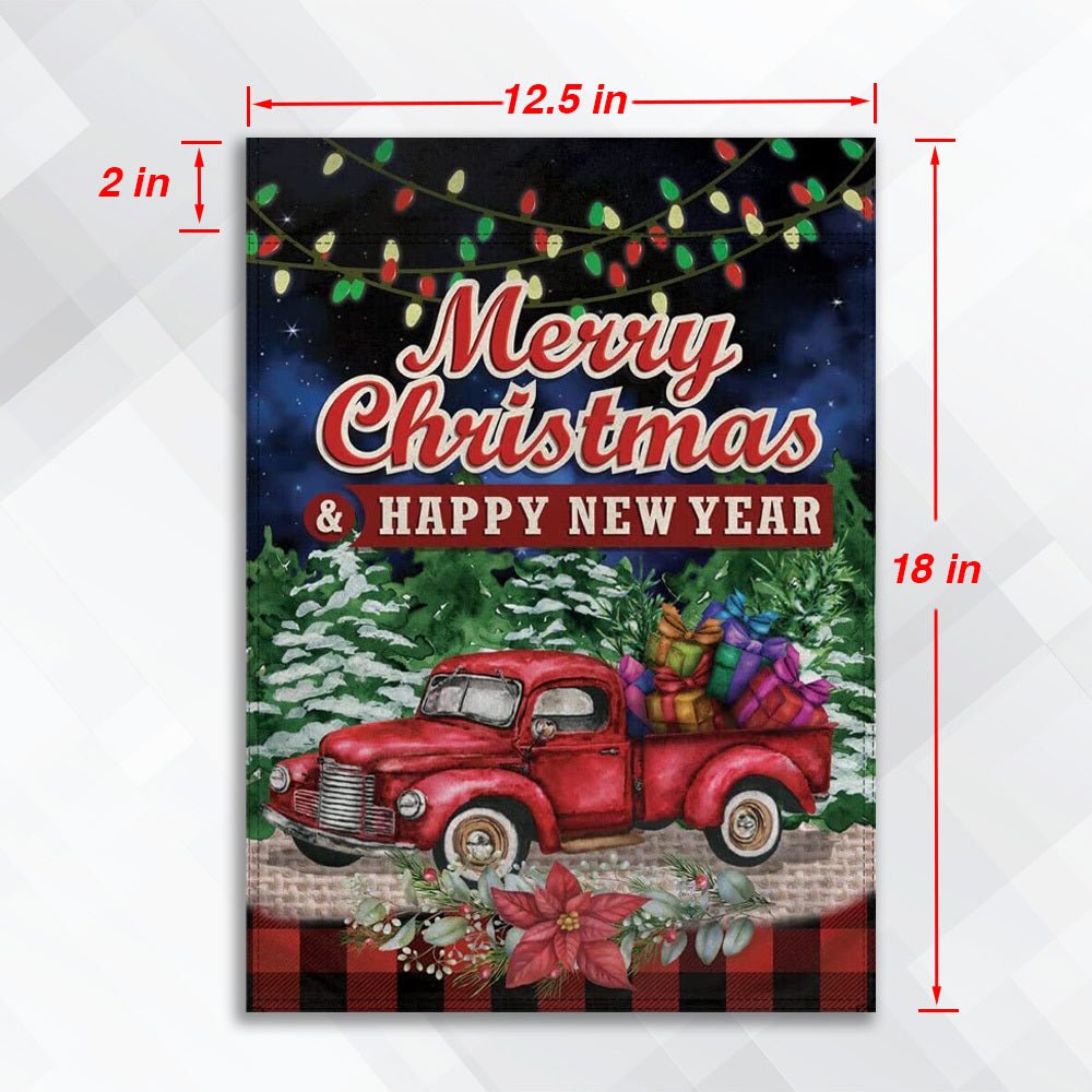 H&G Studios Merry Christmas (Red Truck) 12x18in Garden Flag - Flags Importer