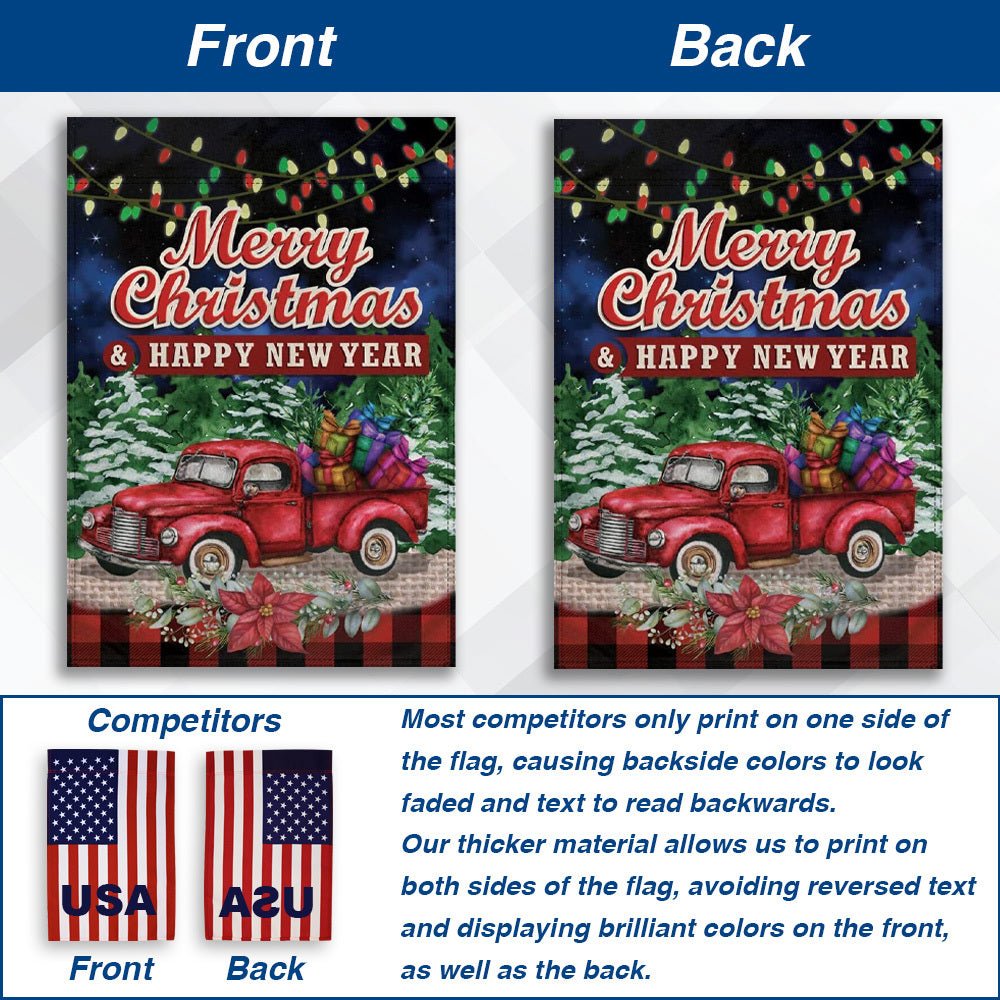 H&G Studios Merry Christmas (Red Truck) 12x18in Garden Flag - Flags Importer