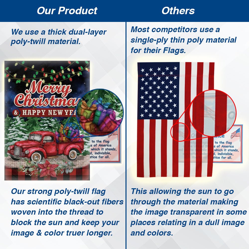H&G Studios Merry Christmas (Red Truck) 12x18in Garden Flag - Flags Importer