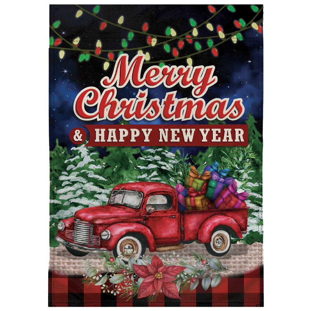 H&G Studios Merry Christmas (Red Truck) 12x18in Garden Flag - Flags Importer