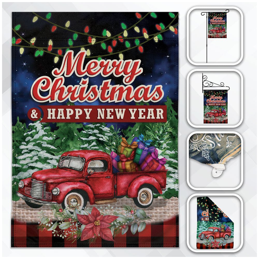 H&G Studios Merry Christmas (Red Truck) 12x18in Garden Flag - Flags Importer