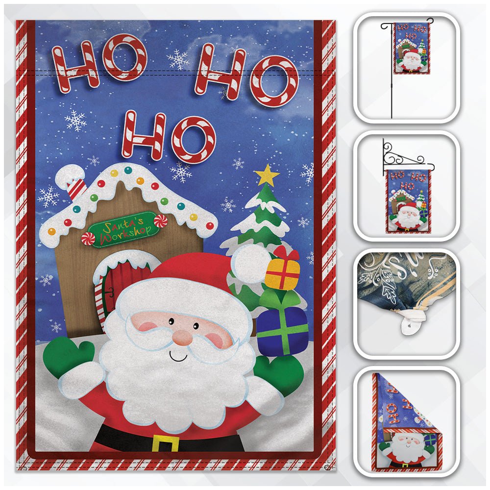 H&G Studios Santa (Ho Ho Ho) 12x18in Garden Flag - Flags Importer