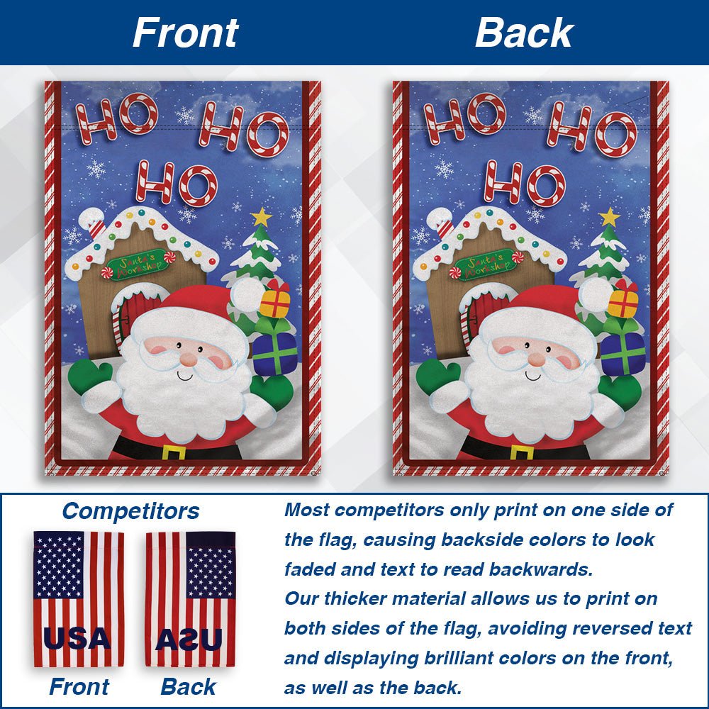 H&G Studios Santa (Ho Ho Ho) 12x18in Garden Flag - Flags Importer